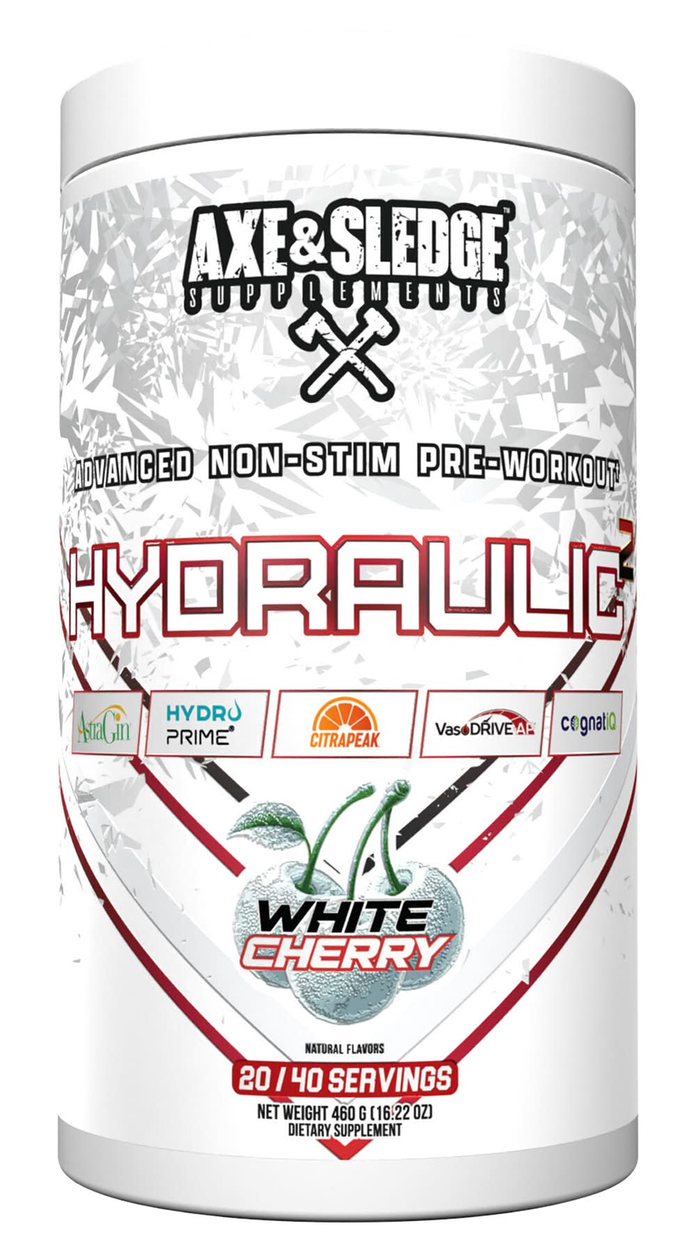 Axe & Sledge Supplements Hydraulic V2 Powder, White Cherry (16.22 oz)