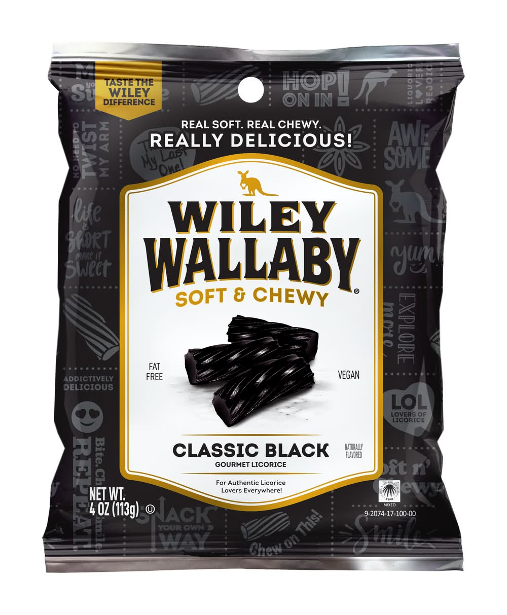 Wiley Wallaby Gourmet Licorice, Classic Black (4 oz)