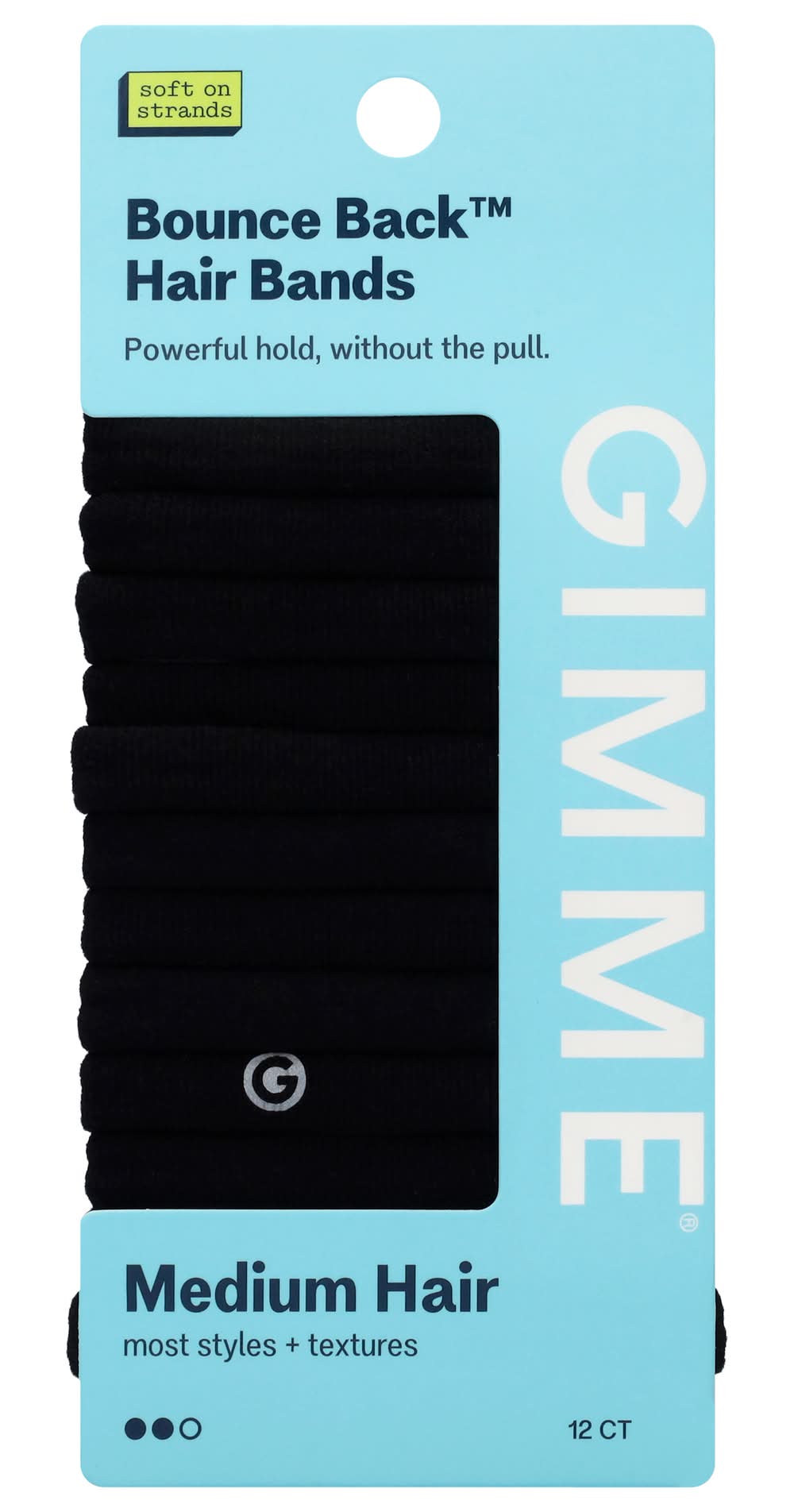 Gimme Hair Premium Hair Bands, Medium, Black (12 ct)