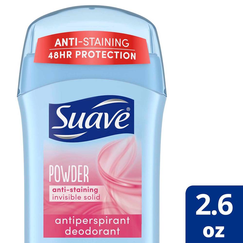 Suave 48-Hour Anti-Staining Antiperspirant & Deodorant Stick, Powder, 2.6 Oz