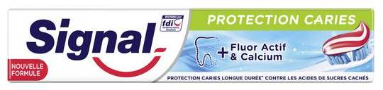Signal dentifrice protection caries