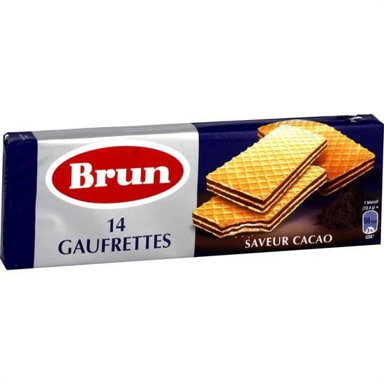 Biscuits gaufrettes fourrées saveur cacao BRUN - Le paquet de 14 biscuits - 146 g