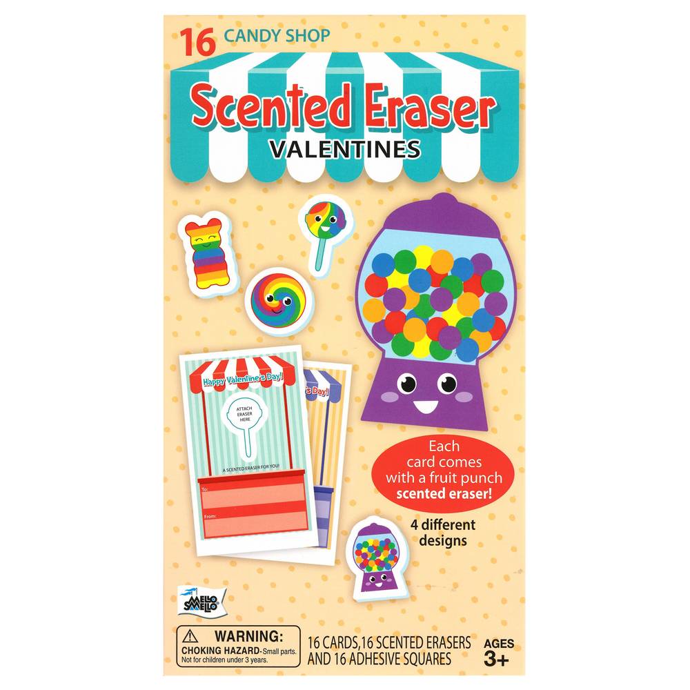 Valentine's Candy Shop Scented Erasers, 16ct