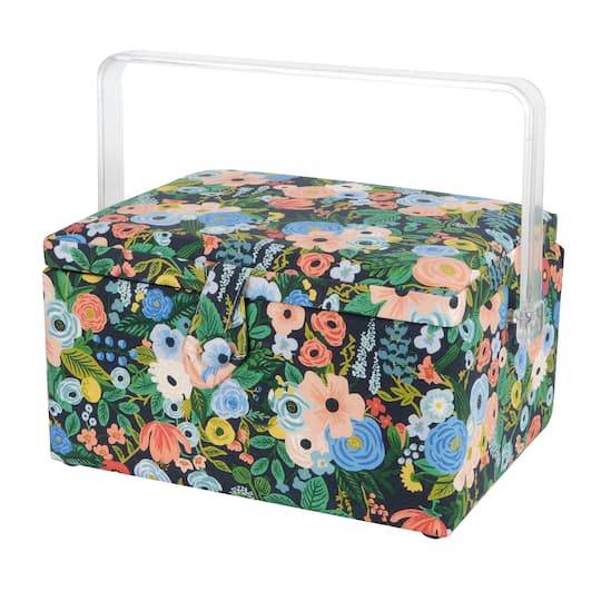 11.5" Blue Floral Sewing Basket By Loops & Threads