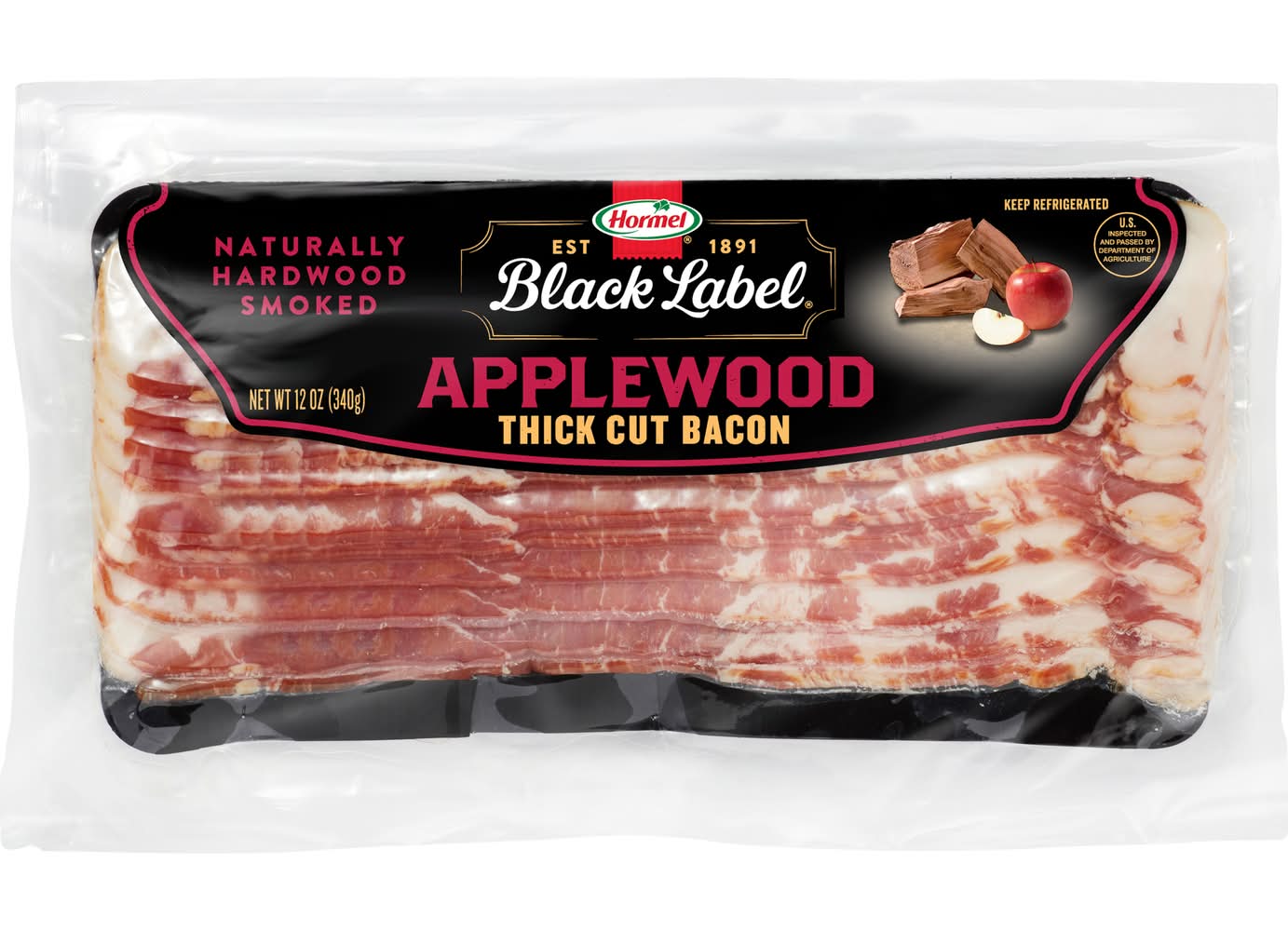 Hormel Black Label Smoked Thick Cut Bacon, Applewood (12 oz)