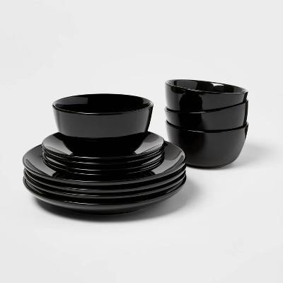 Threshold Stoneware Avesta Dinnerware Set, Black (12 ct)