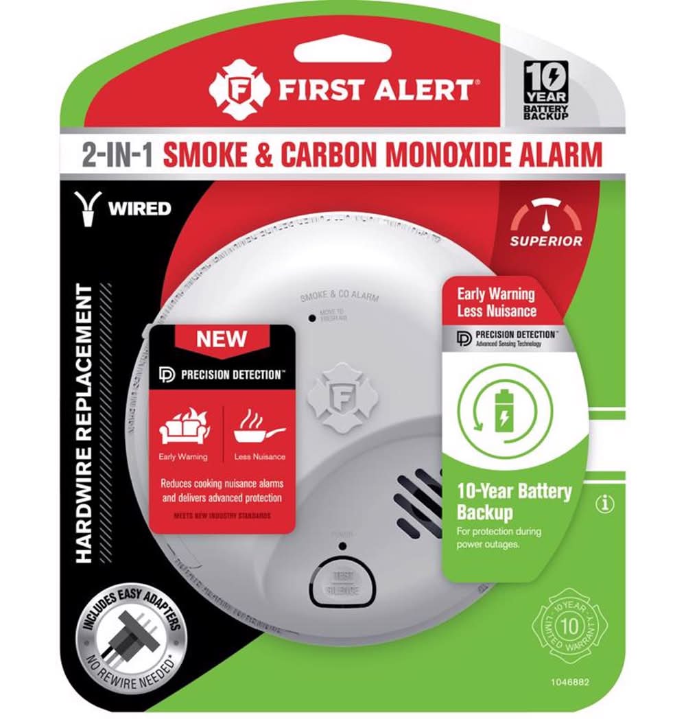 First Alert 10 Year Hard-Wired W/Battery Back-Up Ionization Smoke And Carbon Monoxide Detector 1 Eac