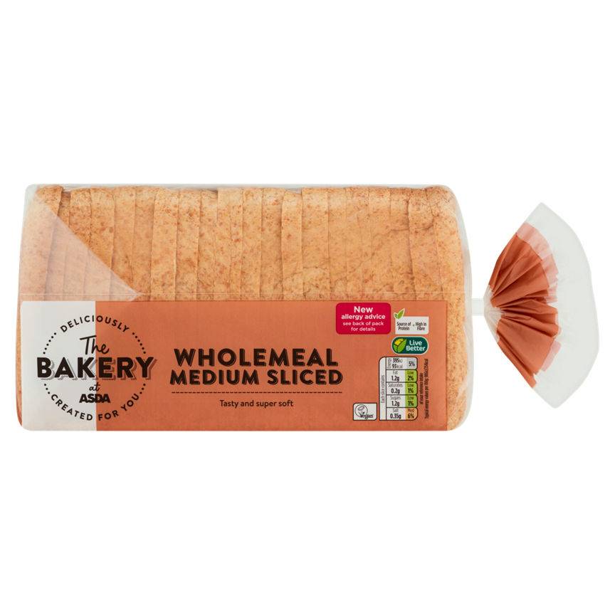 ASDA Medium Wholemeal Brown Bread 800g