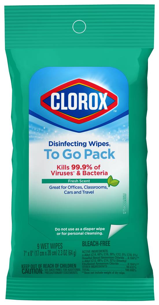 Clorox Disinfecting Wipes, Bleach Free Cleaning Wipes, Fresh - 9 ct