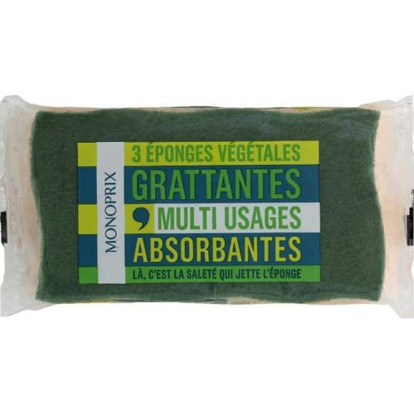 Monoprix Eponges Végétales Grattantes Multi Usages Absorbantes Le Paquet De 3