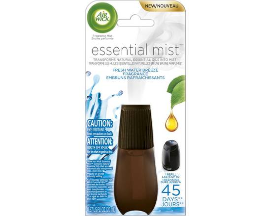 Air Wick · Recharge de brume parfumée aux embruns rafraîchissants, Essential Mist (20 mL) - Essential mist refill fresh water breeze (20 mL)
