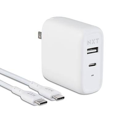 Nxt Technologies Universal Usb-C/Usb-A With Usb-C Cable Wall Charger (white )