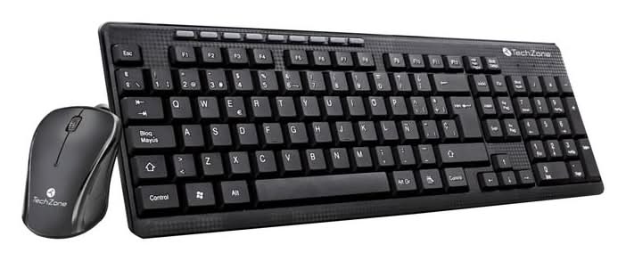Techzone · Kit teclado y mouse alámbrico negro (2 un)