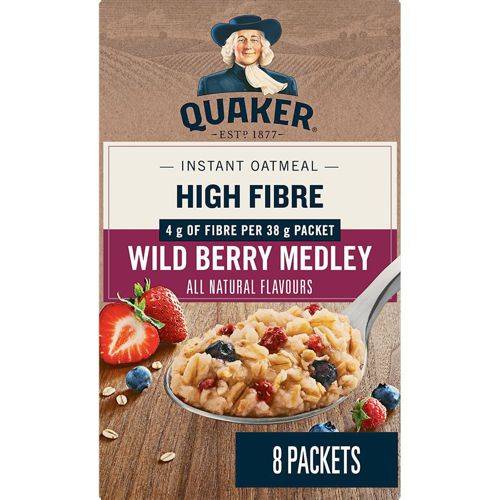 Quaker · High fibre wild berry medley oatmeal - Gruau au mélange de baies sauvages riche en fibres