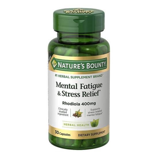 Nature's Bounty Mental Fatigue & Stress Relief Dietary Supplement, Rhodiola 400mg, 30 CT