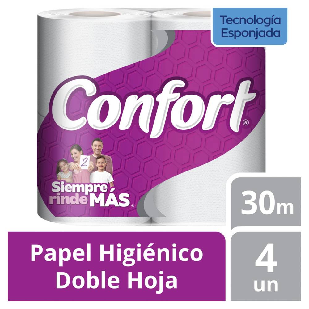 Confort papel higiénico normal doble hoja (4 u x 30 m c/u)