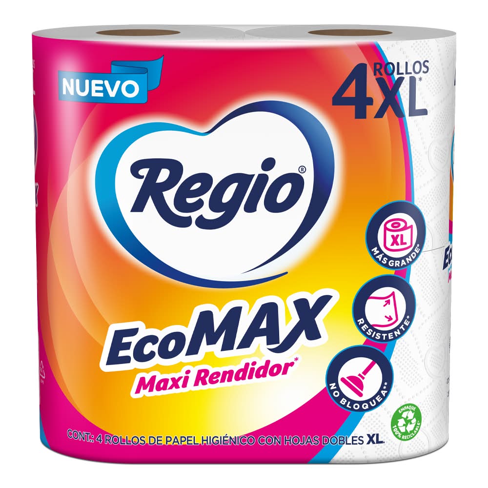 Regio · Ecomax papel higiénico, XL (4 un)