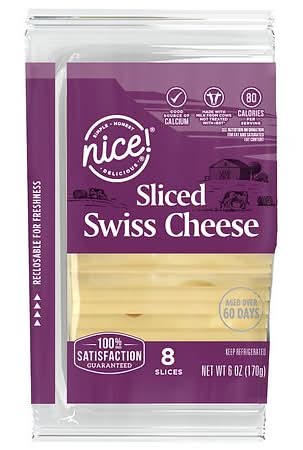 Nice! Deli Sliced Swiss Cheese (6 oz, 8 ct)