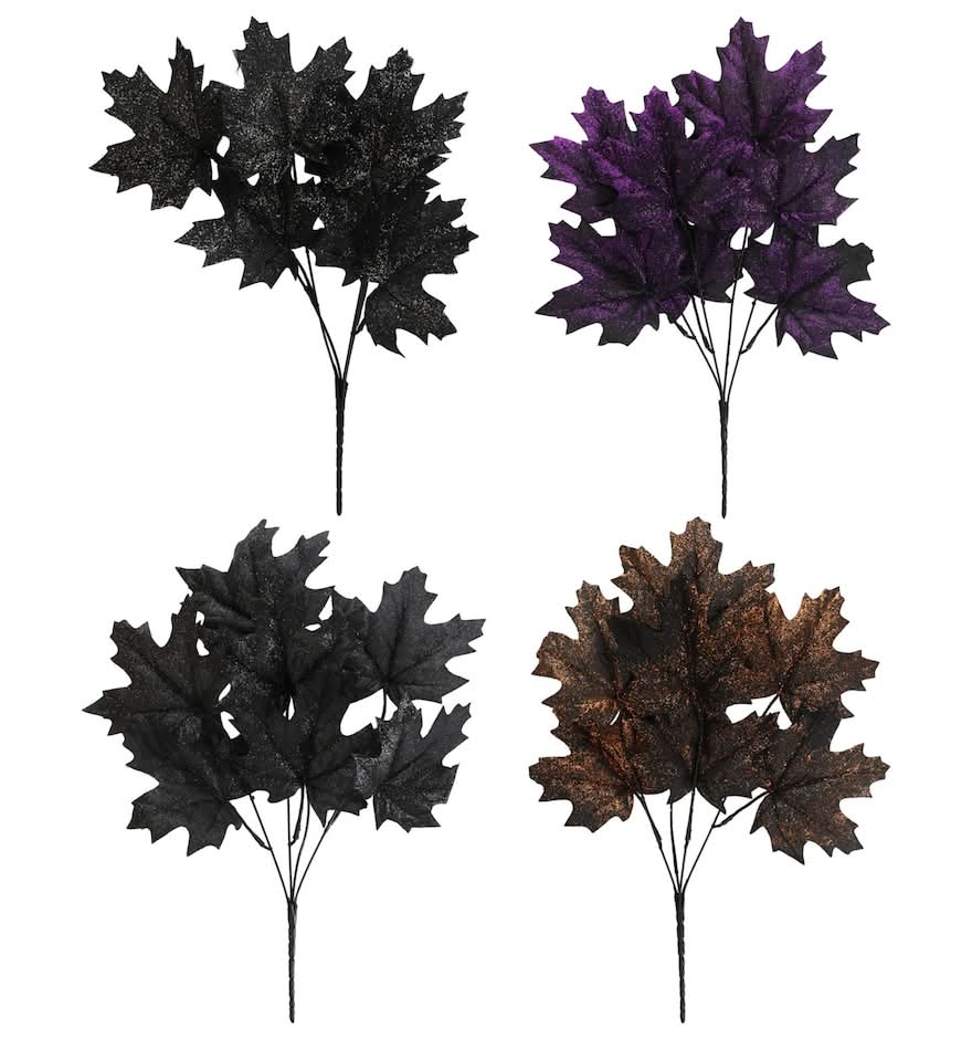 Glittery Halloween Maple Leaves, 1 ct.