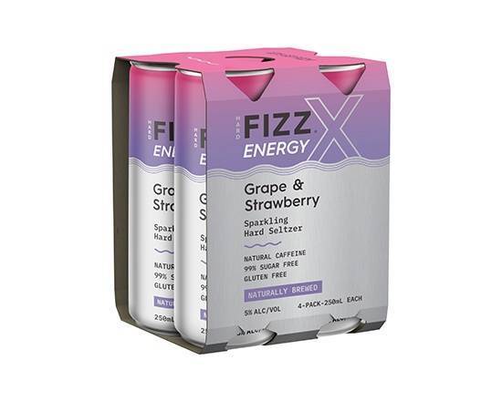 Hard Fizz X Grape and Strawberry Caffeine Seltzer Can 4x250ml