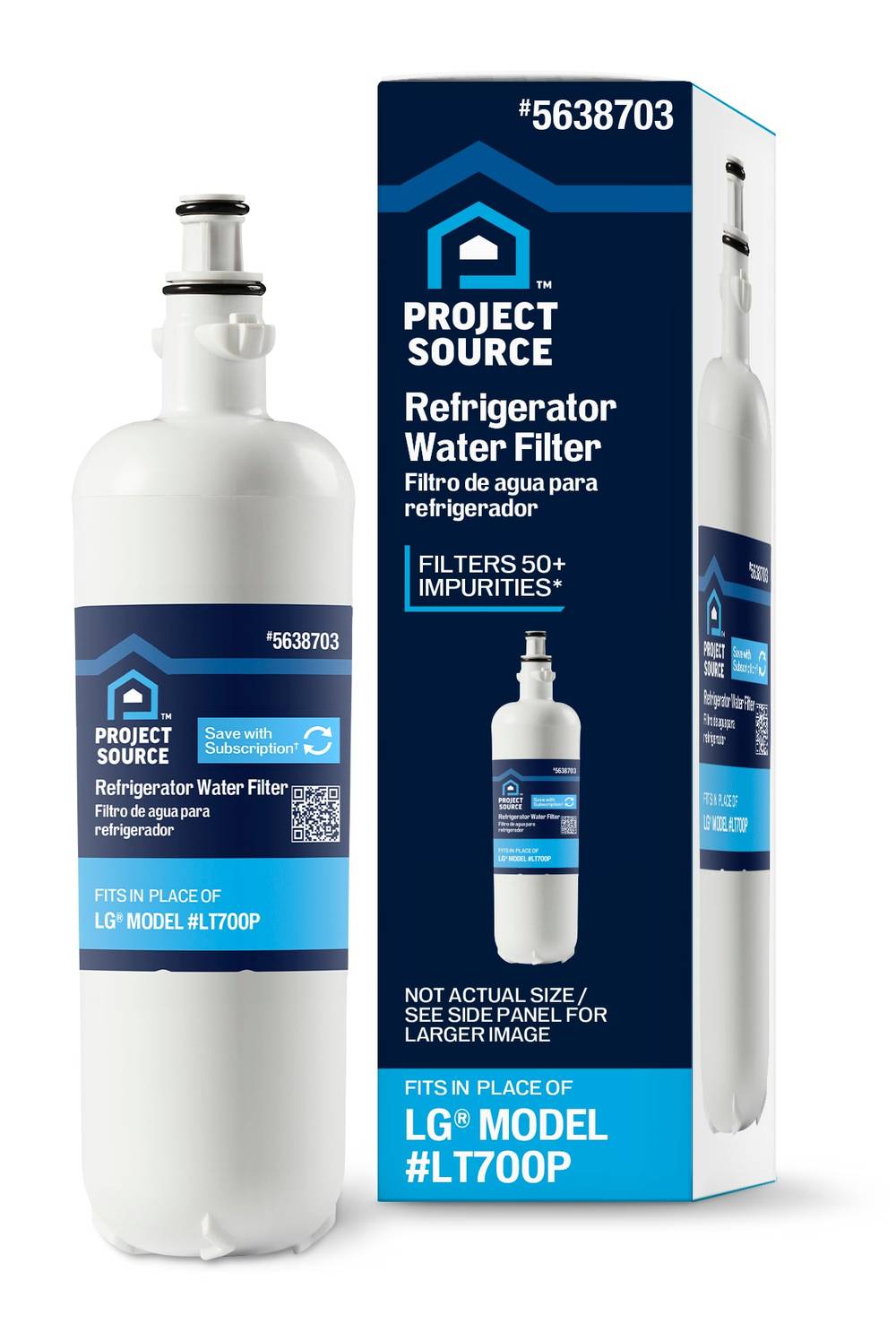 Project Source Twist-in Refrigerator Water Filter Fits LG Filter LT700P | PSL700