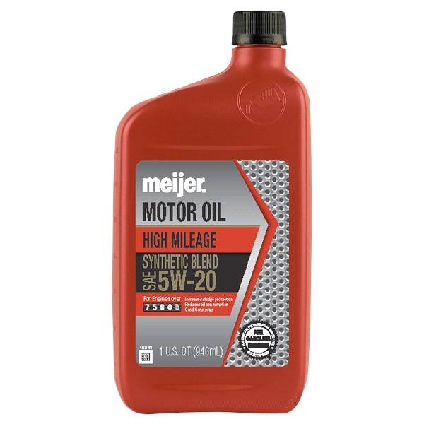 Meijer High Mileage 5W-20 Motor Oil, Full Synthetic, 1 qt