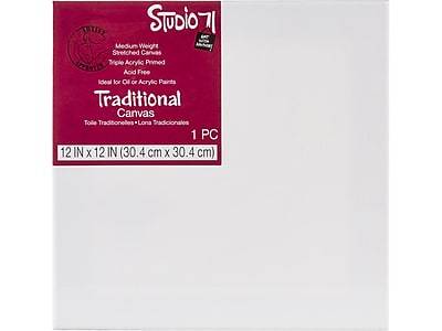 Darice Studio 71 Traditional Stretched Painting Canvas, 12W x 12L White (978-1212)