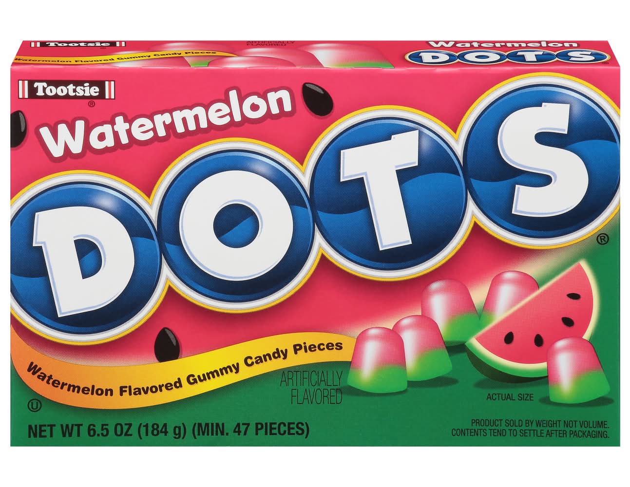 Dots Tootsie Gummy Candy Pieces, Watermelon (6.5 oz, 47 ct)