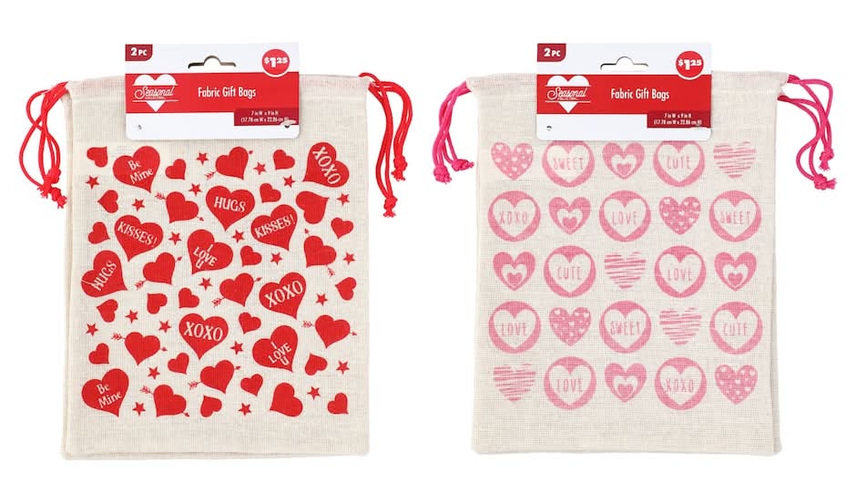 Seasonal Collection Valentine's Love Cotton Treat Sacks, 2-ct. Packs