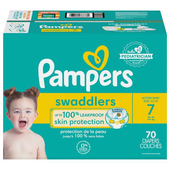 Pampers Swaddlers Active Baby Diaper, Size 7 (70 ct)