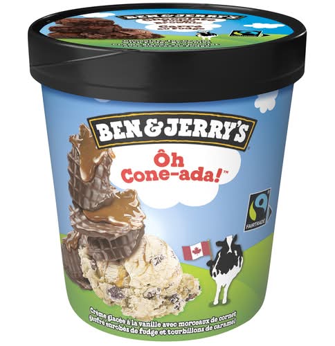 Ben & jerry's ôh cone-ada! glace à la crème - ôh cone-ada! ice cream (vanille fudge cornet de gaufre & tourbillons de caramel)