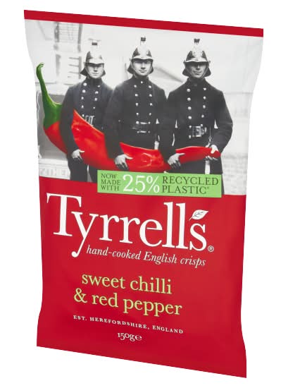 Tyrrells Sweet Chilli & Red Pepper, Hand Cooked English Crisps (150g)