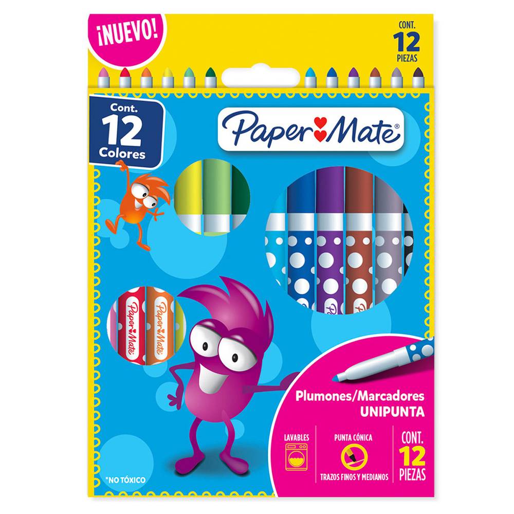 Paper mate plumones unipunta cónica (caja 12 piezas)