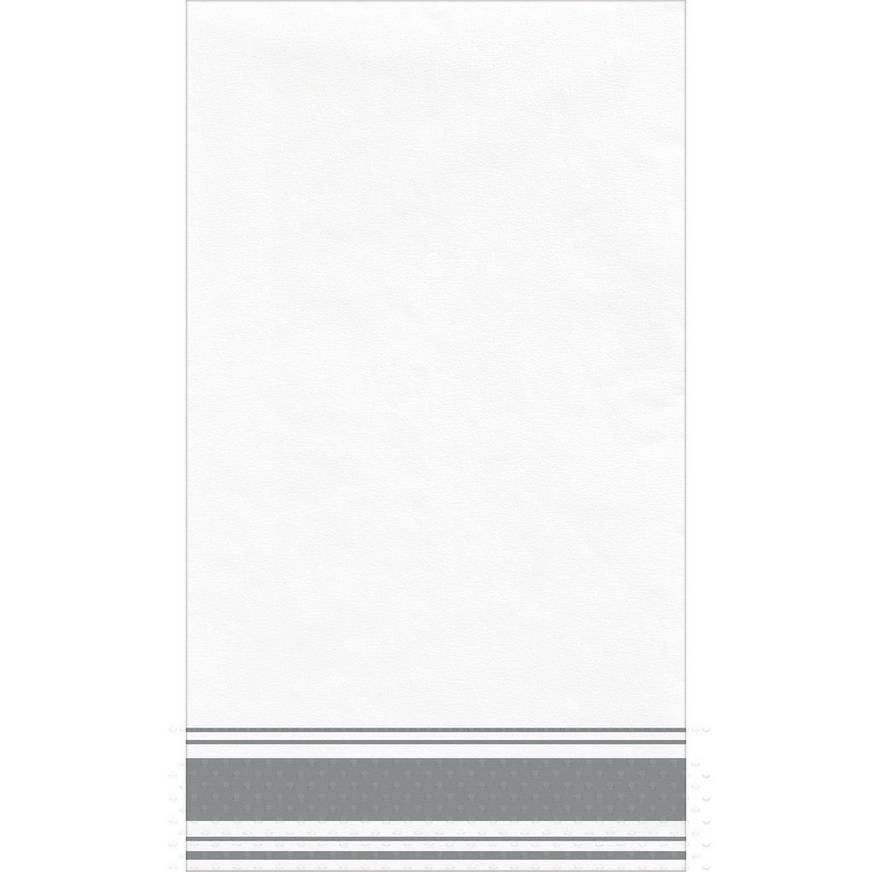 Silver Striped Border Premium Paper Buffet Napkins, 4.5in x 7.75in, 40ct