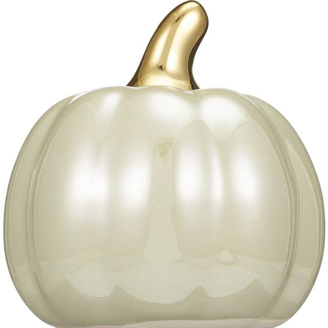 Fall Fest Ceramic Pumpkin, White, 3.15 in
