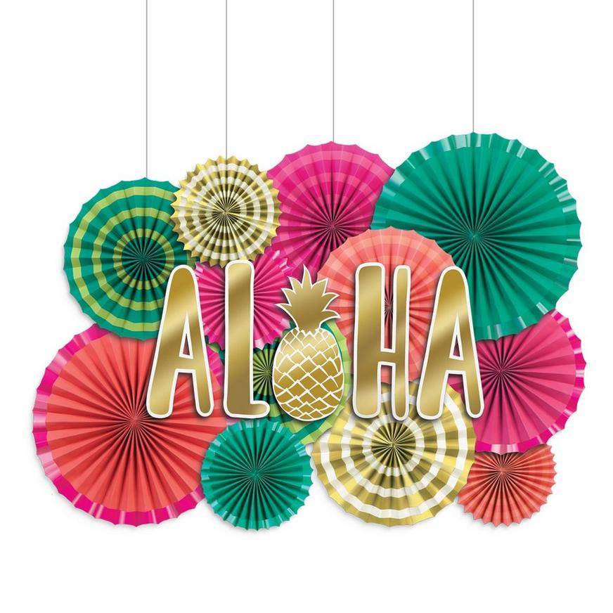 Party City Aloha Paper Fan Decoration Kit