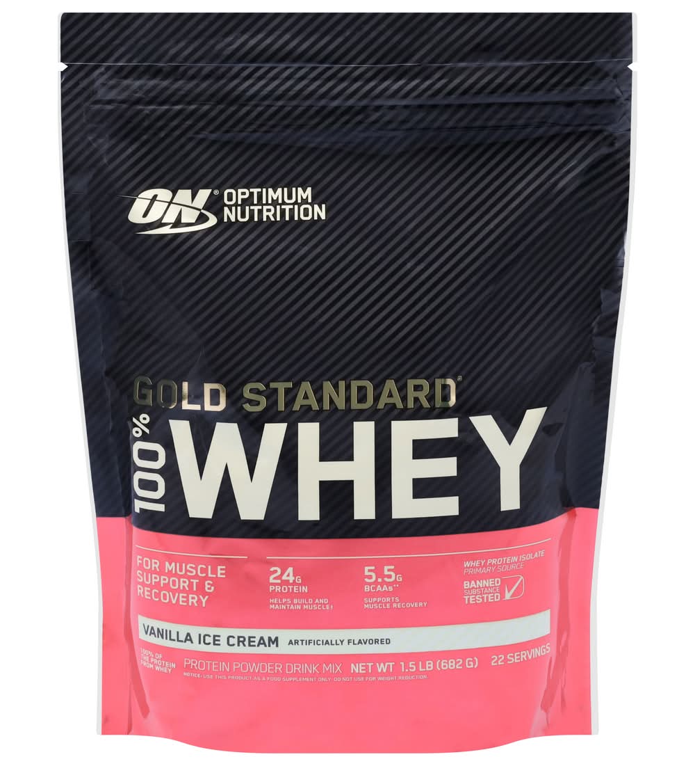 Optimum Nutrition Whey Gold Standard Protein Powder Drink Mix, Vanilla Ice Cream (1.5 lbs)