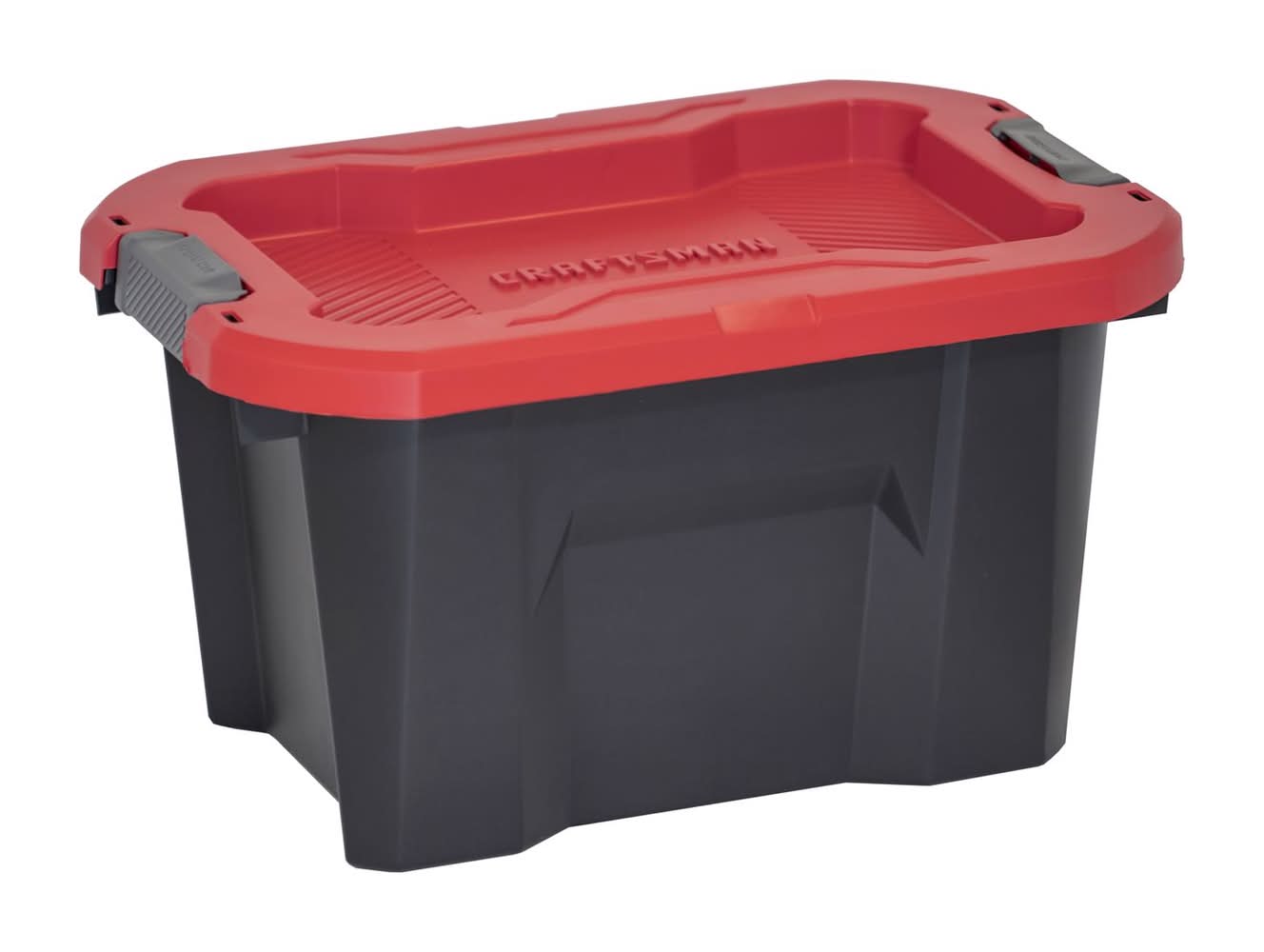 CRAFTSMAN 10 Gal Black/Red Storage Tote W/Latching Lid 13.09 In. H X 15.66 In. W X 23.16 In. D Stack