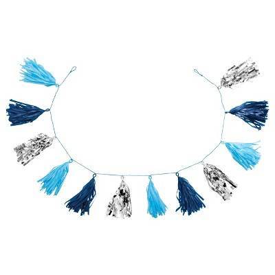 Spritz Tassel Garland, Blue/Silver