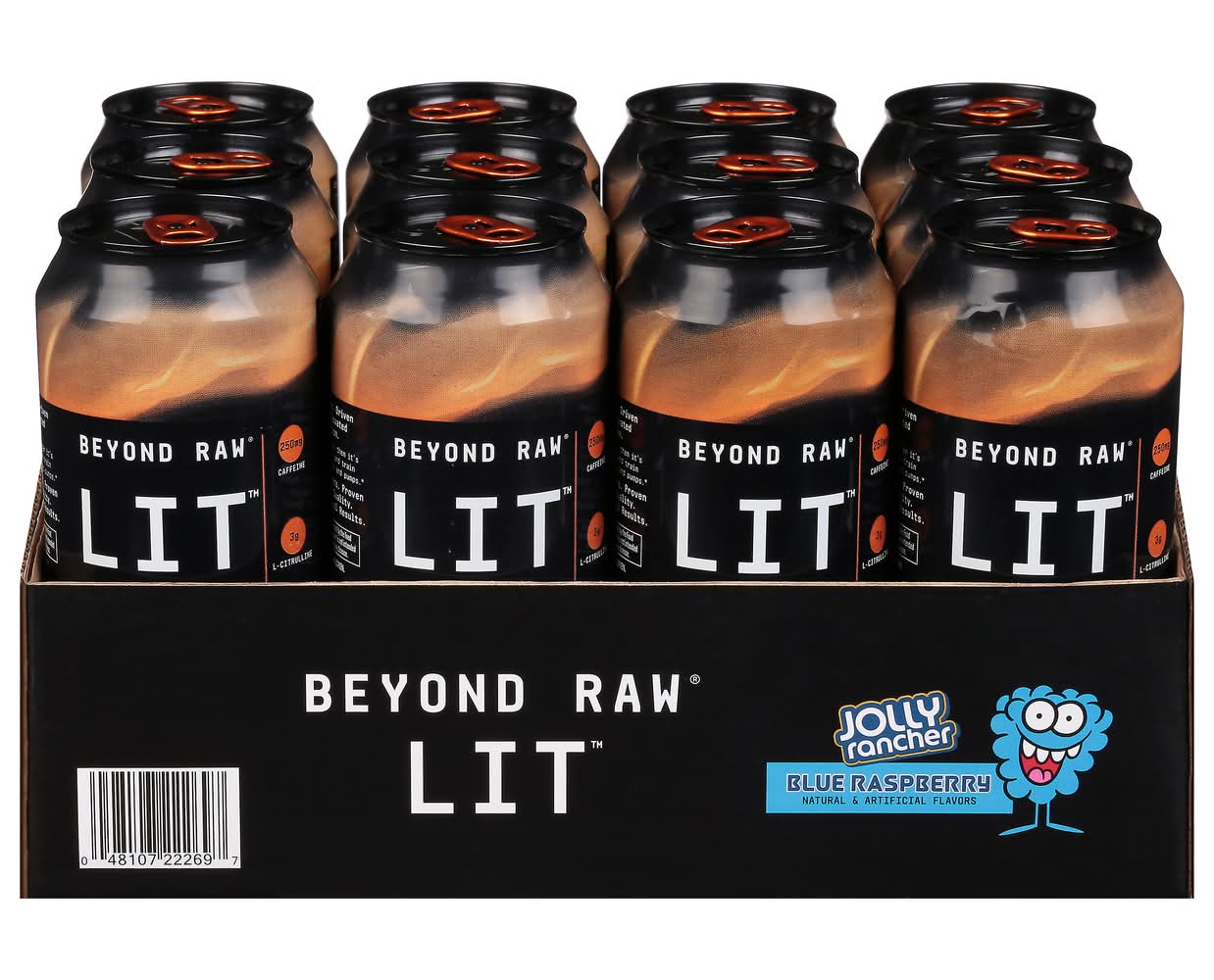 Jolly Rancher Beyond Raw Lit Energy Drink, Blue Raspberry (12 x 16 fl oz)