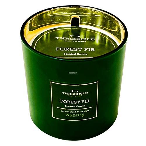 3-Wick Colored Glass Forest Fir Jar Candle Green 22oz - Threshold™