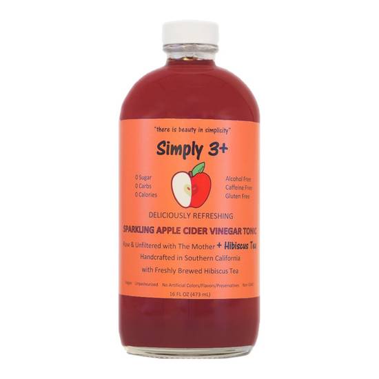 Simply 3 · Sparkling Apple Cider Vinegar Tonic with Hibiscus Tea (16 fl oz)