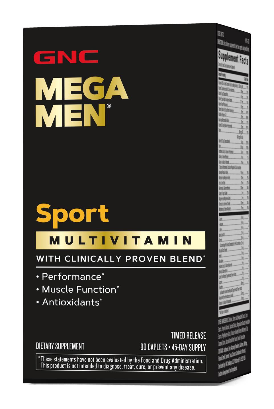 GNC Mega Men Sport Multivitamin Dietary Supplement Caplets (90 ct)