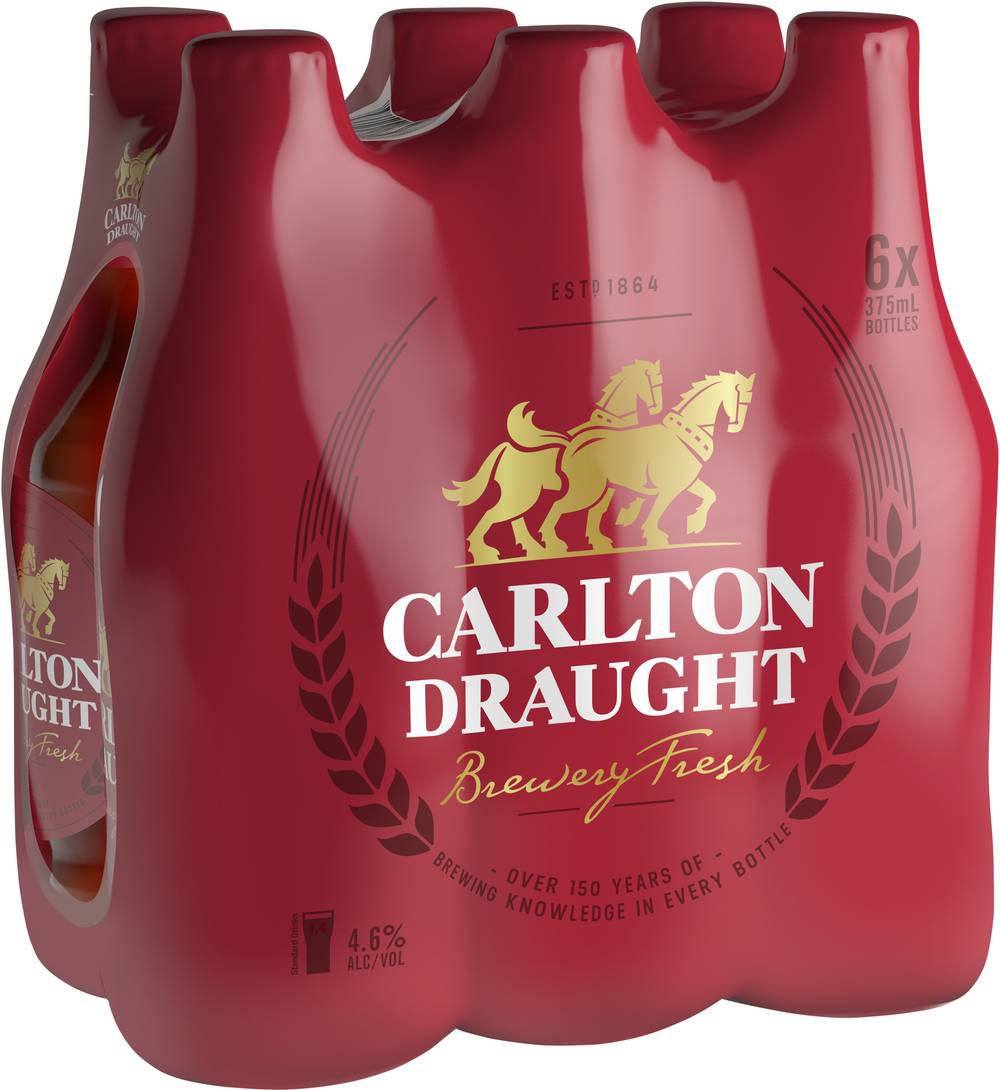 Carlton Draught Bottle 375mL X 6 pack