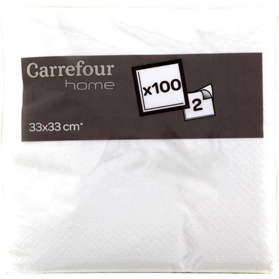 Carrefour home serviettes en papier blanc (100 pièces)