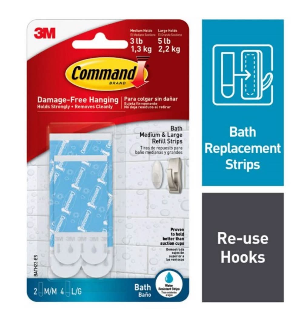 3M Command Medium/Large Plastic Refill Strips 6 Pk