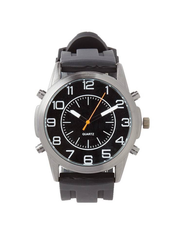 Quartz Attire Men Black Silicone Large Dial Watch