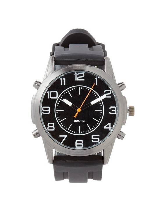 Quartz Attire Men Black Silicone Large Dial Watch (1 unit)