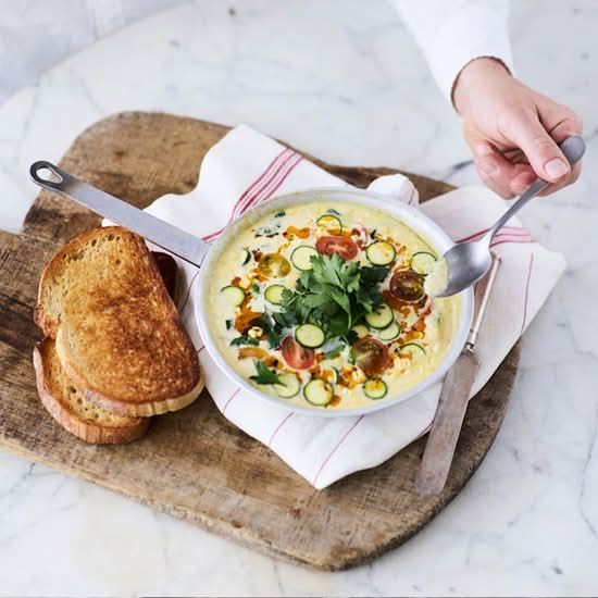 Corn & Spinach Shakshuka