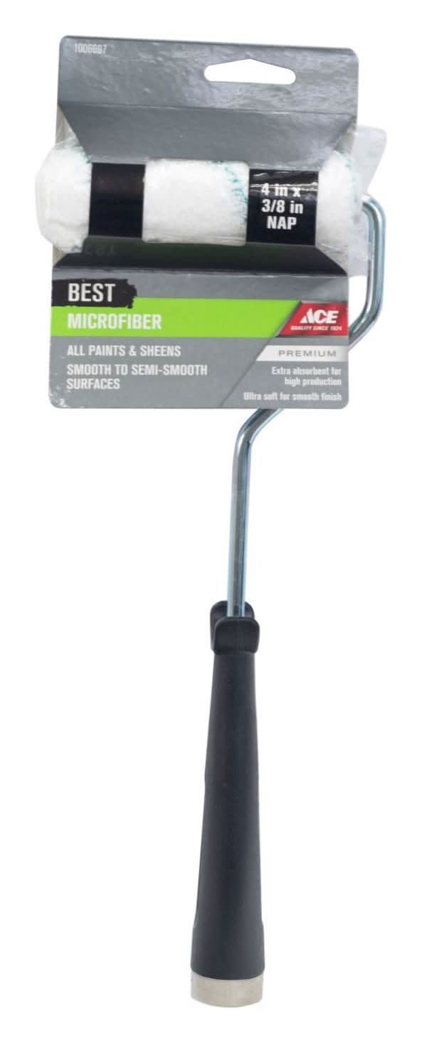 ACE Best Microfiber 4 In. W X 3/8 In. Mini Paint Roller With Frame 1 Pk